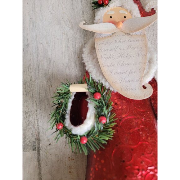 pier 1 ? Metal rustic Santa Claus wreath Xmas home decor figure unique - Picture 3 of 11